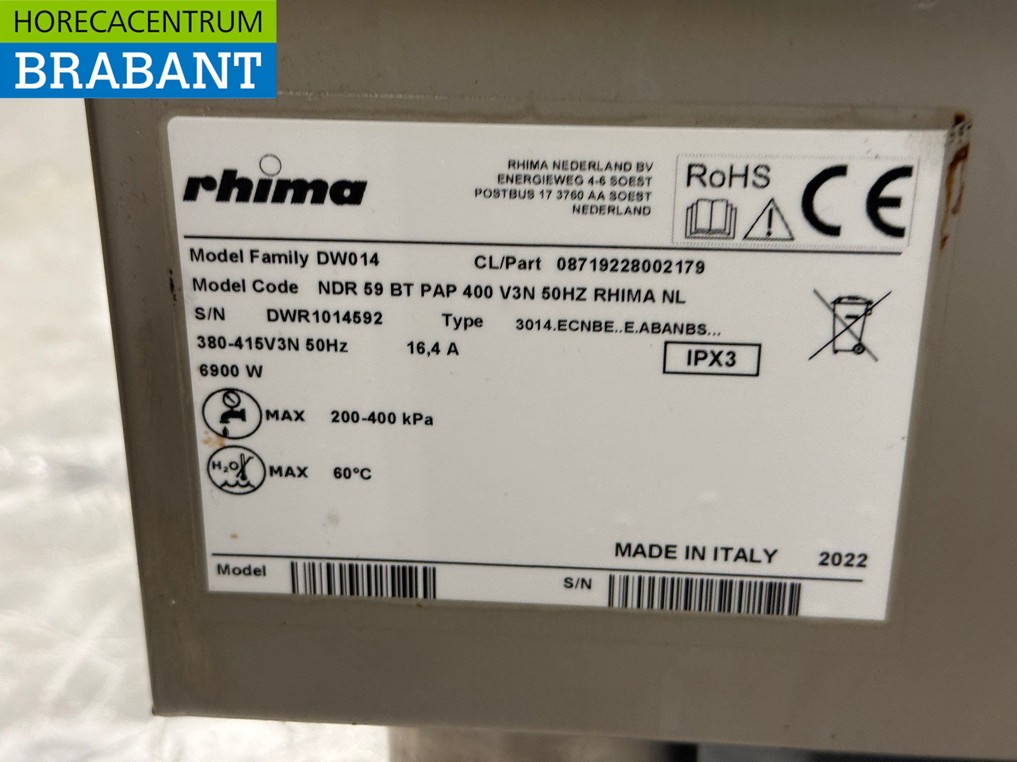 Lave-vaisselle à passage Rhima DR 59 en acier inoxydable 400V Horeca – Image 7