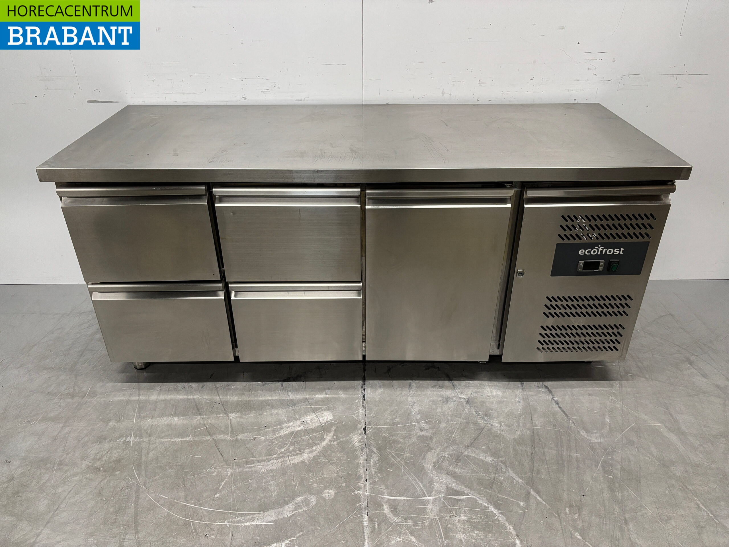 Etabli réfrigéré Ecofrost en acier inoxydable 4 tiroirs et 1 porte 180 cm 230V Horeca