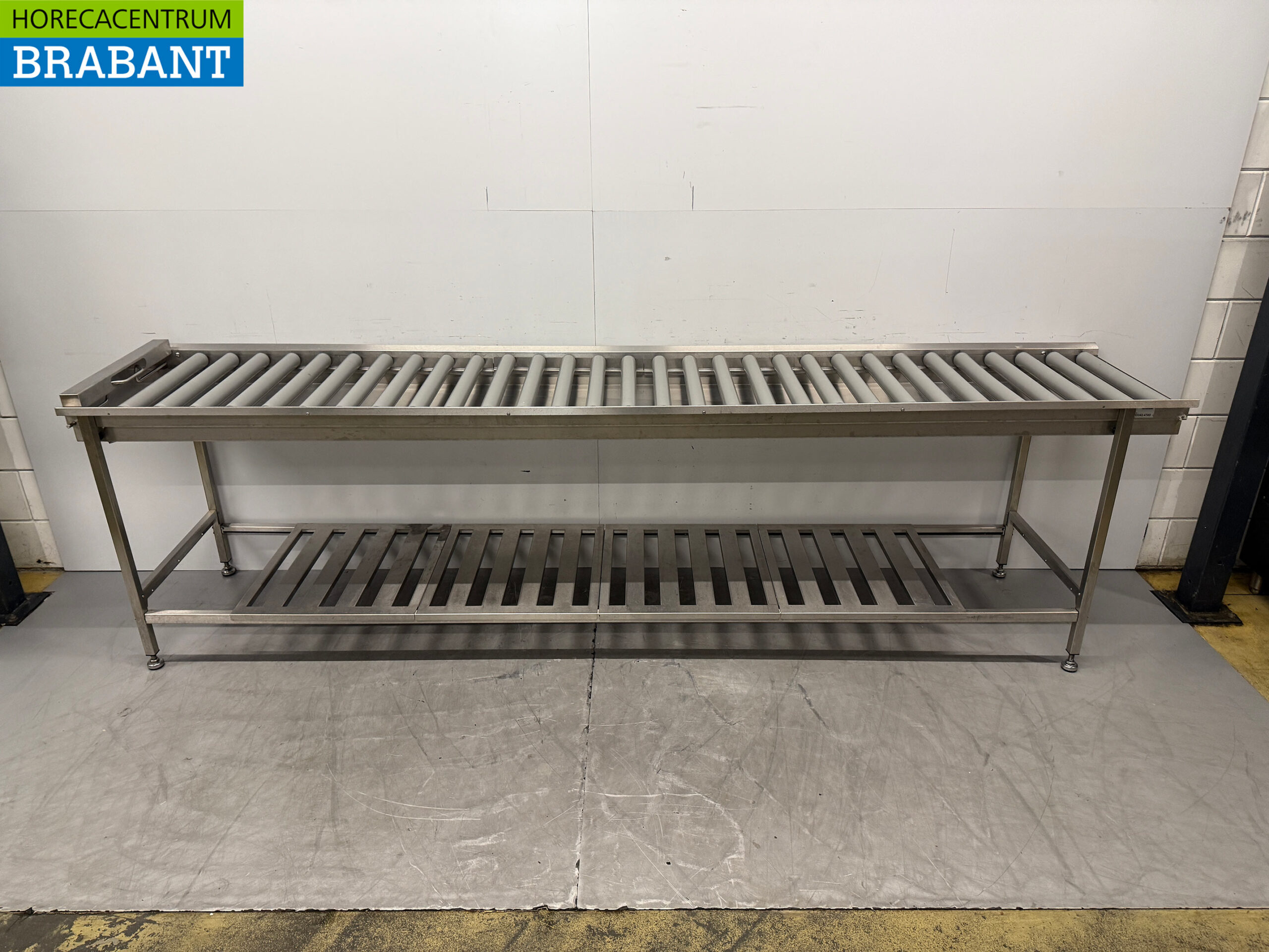 Acier inoxydable Wexiodisk Table d'égouttage Convoyeur à rouleaux T.B.V. Lave-vaisselle coulissant 310 cm Horeca
