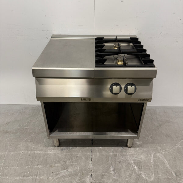 Plaque de cuisson Zanussi en acier inoxydable à 2 feux avec plan de travail 80 cm GAS Catering