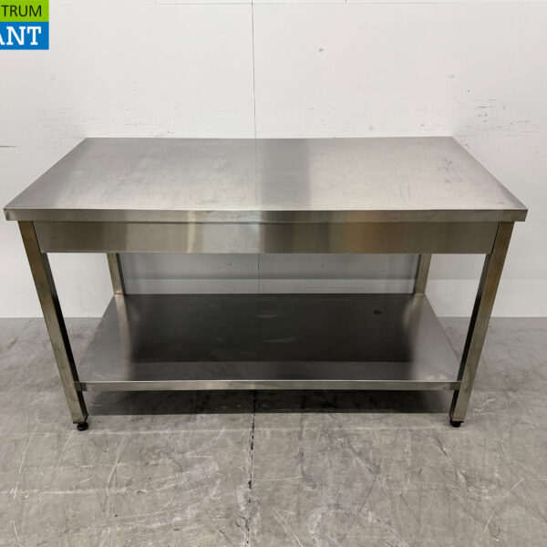 Table de travail en acier inoxydable avec piètement 140 x 70 x 86 cm – Restauration