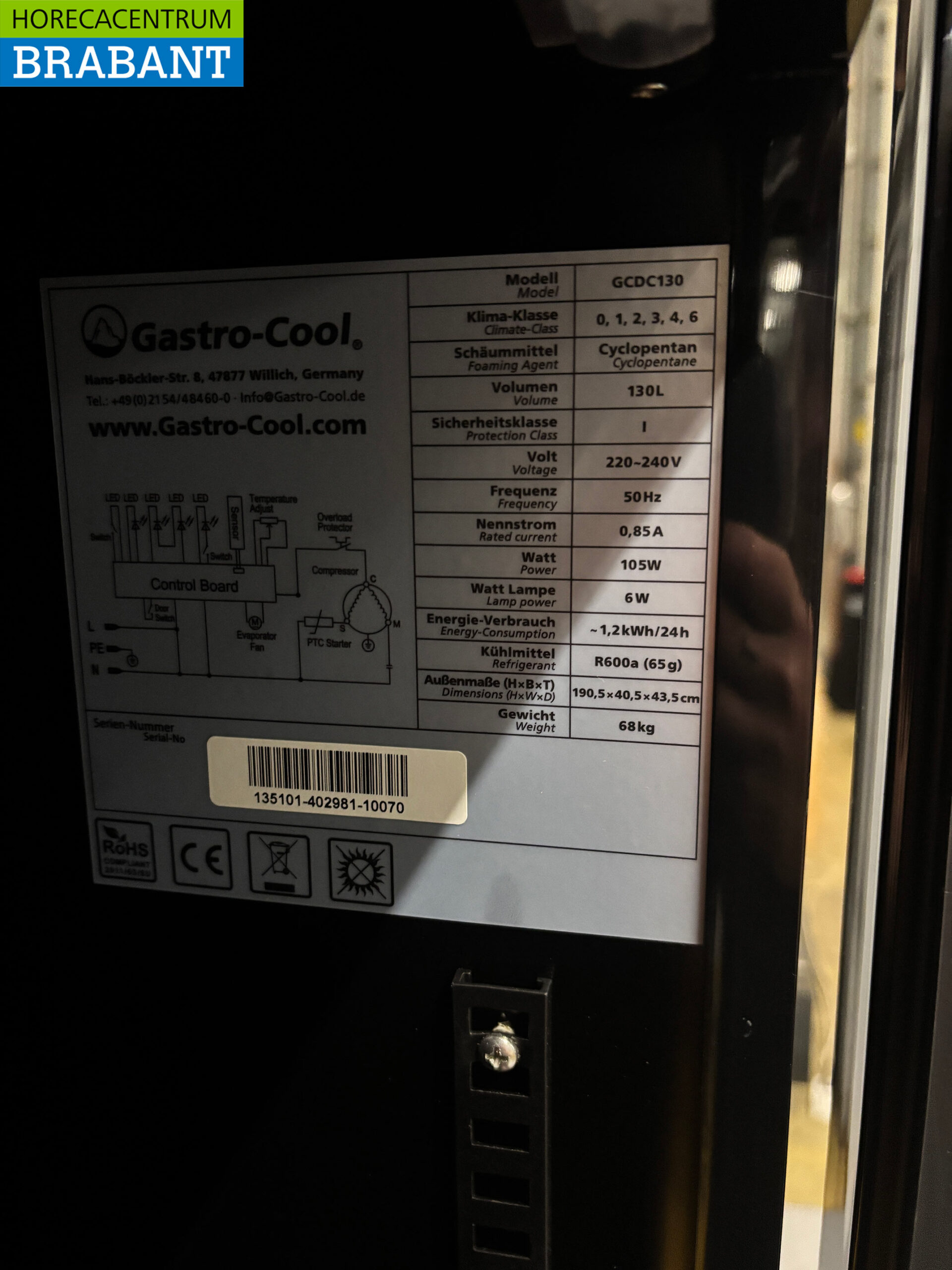 Gastro-Cool Réfrigérateur à porte vitrée Réfrigérateur à boissons 155 litres 230V Horeca – Image 5