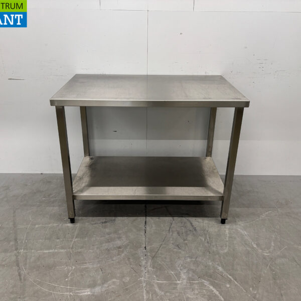 Table de travail en acier inoxydable avec piètement, 110 x 70 x 85 cm, secteur de la restauration