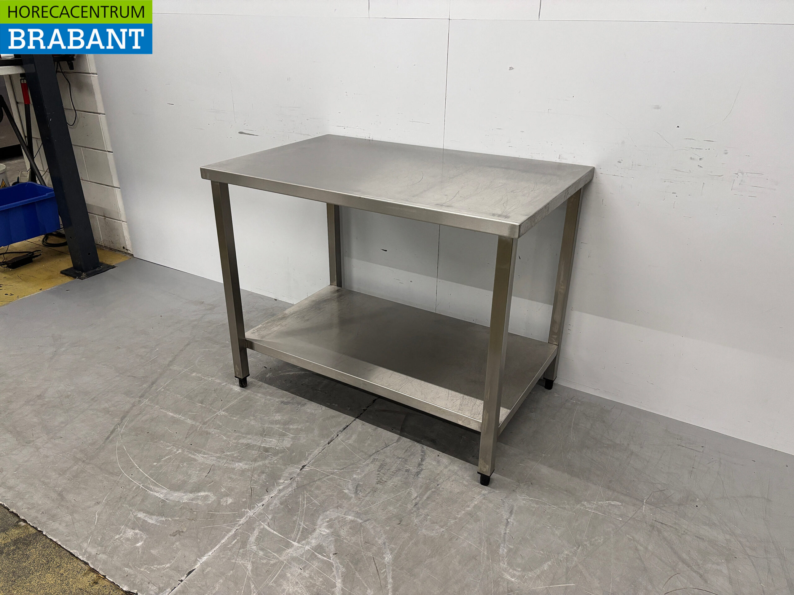 Table de travail en acier inoxydable avec piètement, 110 x 70 x 85 cm, secteur de la restauration – Image 2