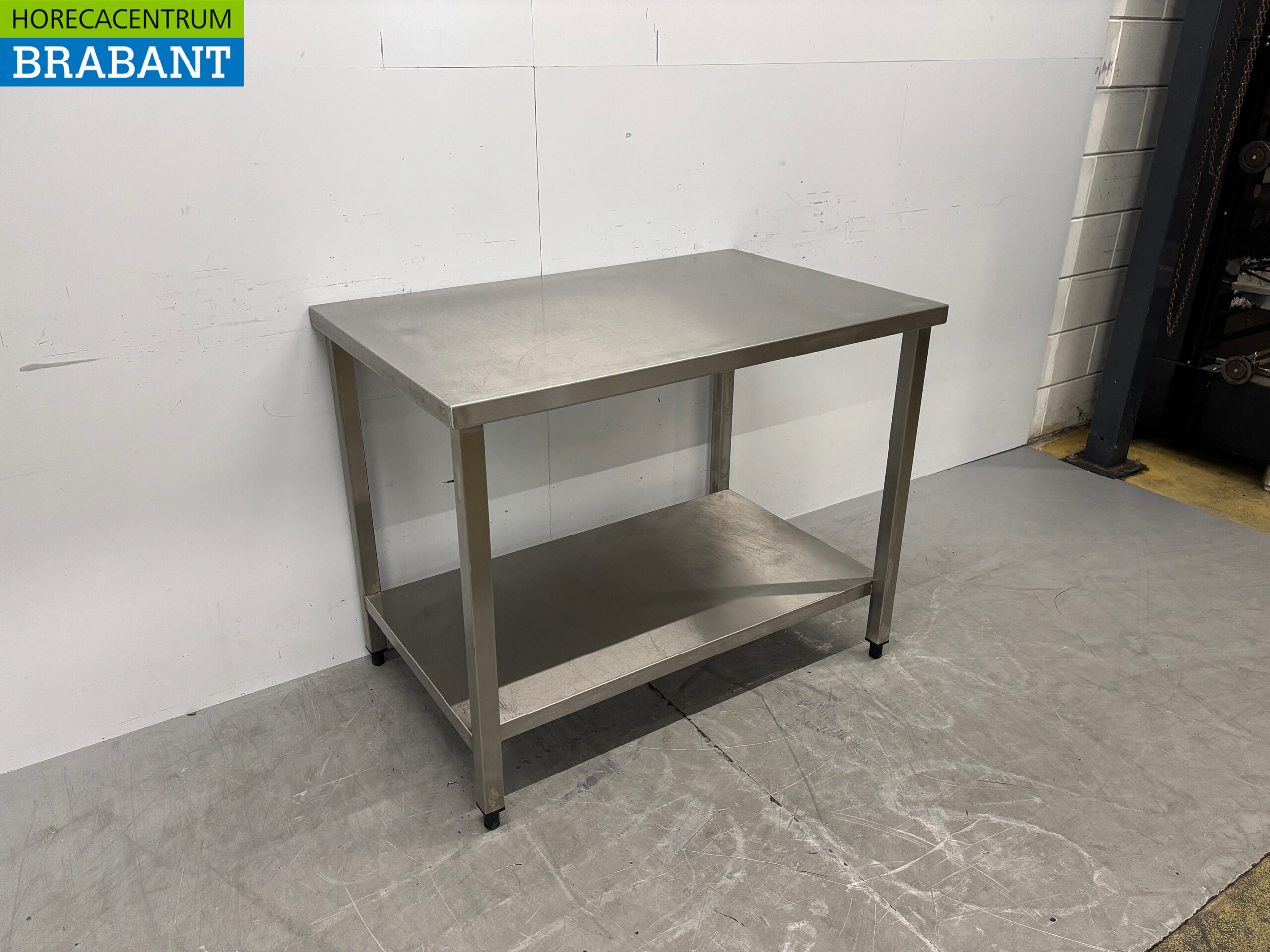 Table de travail en acier inoxydable avec piètement, 110 x 70 x 85 cm, secteur de la restauration – Image 3