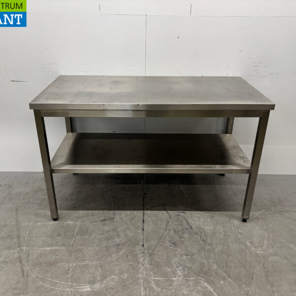 Table de travail en acier inoxydable avec piètement, 140 x 70 x 87,5 cm, secteur de la restauration