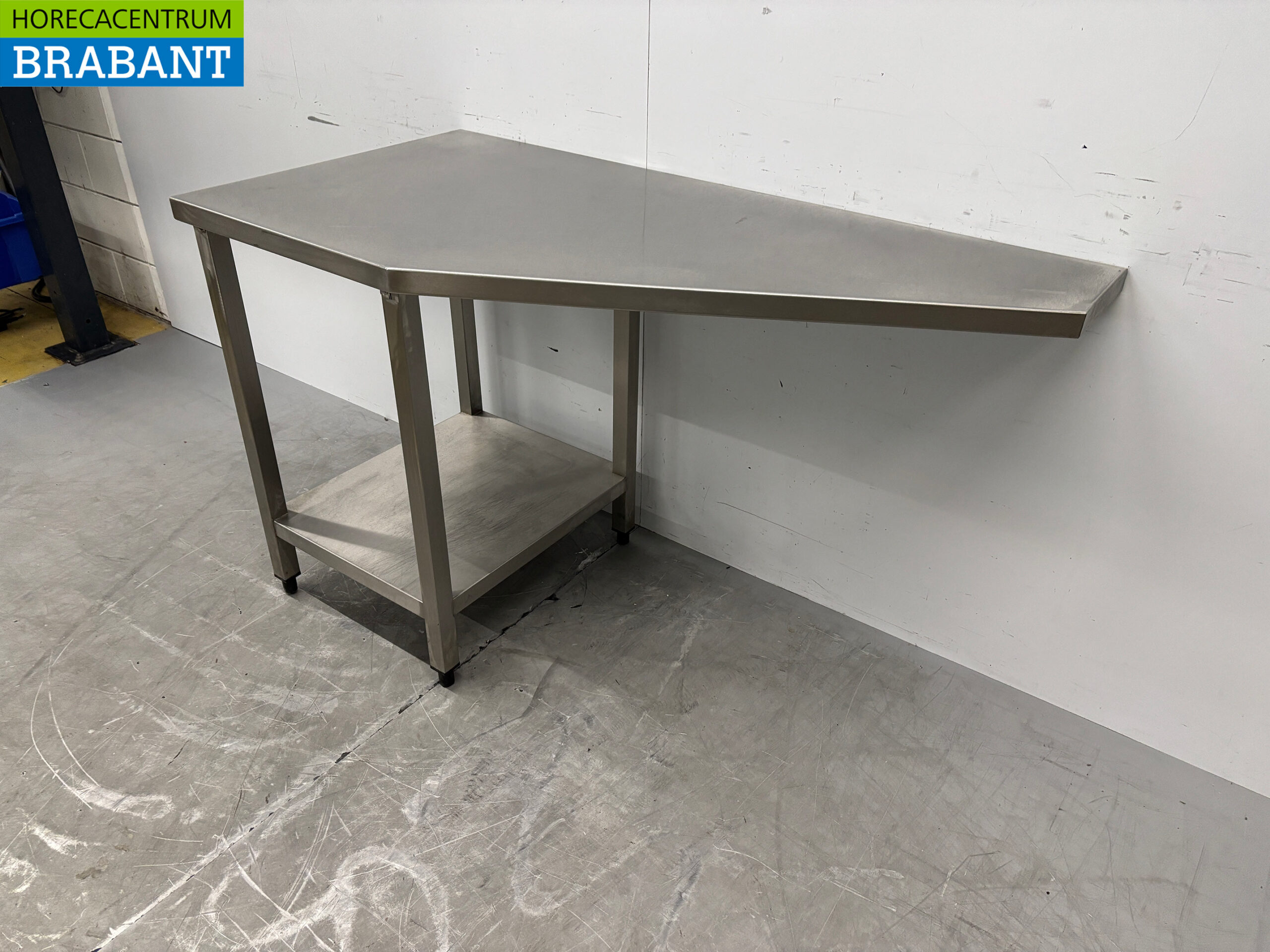 Table de travail en acier inoxydable avec plateau relevable, 139 x 70 x 86,5 cm, secteur de la restauration – Image 2