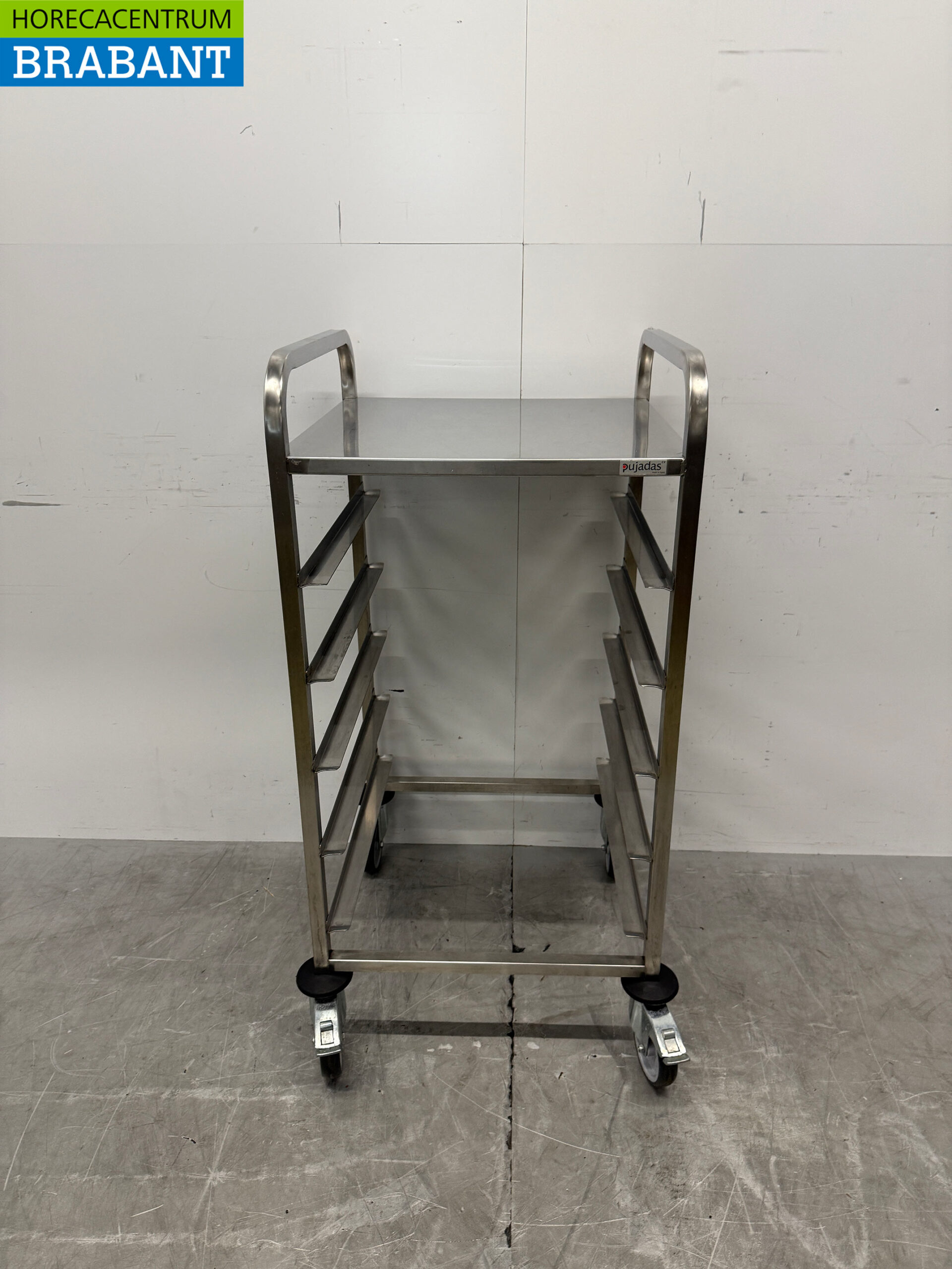 Chariot à étagères HCB en acier inoxydable pour 5 paniers à linge de 50 x 50 cm – Secteur de la restauration