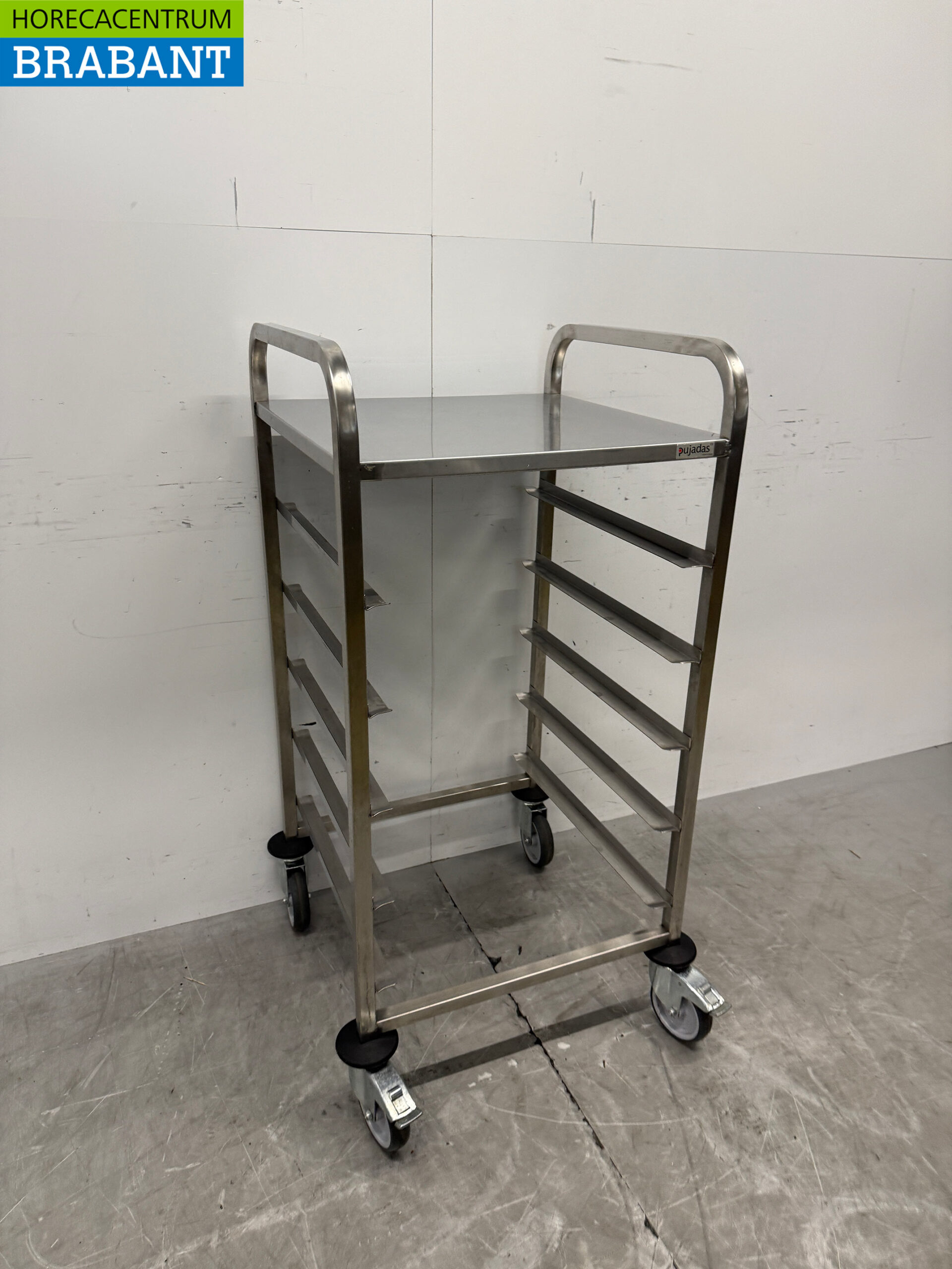 Chariot à étagères HCB en acier inoxydable pour 5 paniers à linge de 50 x 50 cm – Secteur de la restauration – Image 3