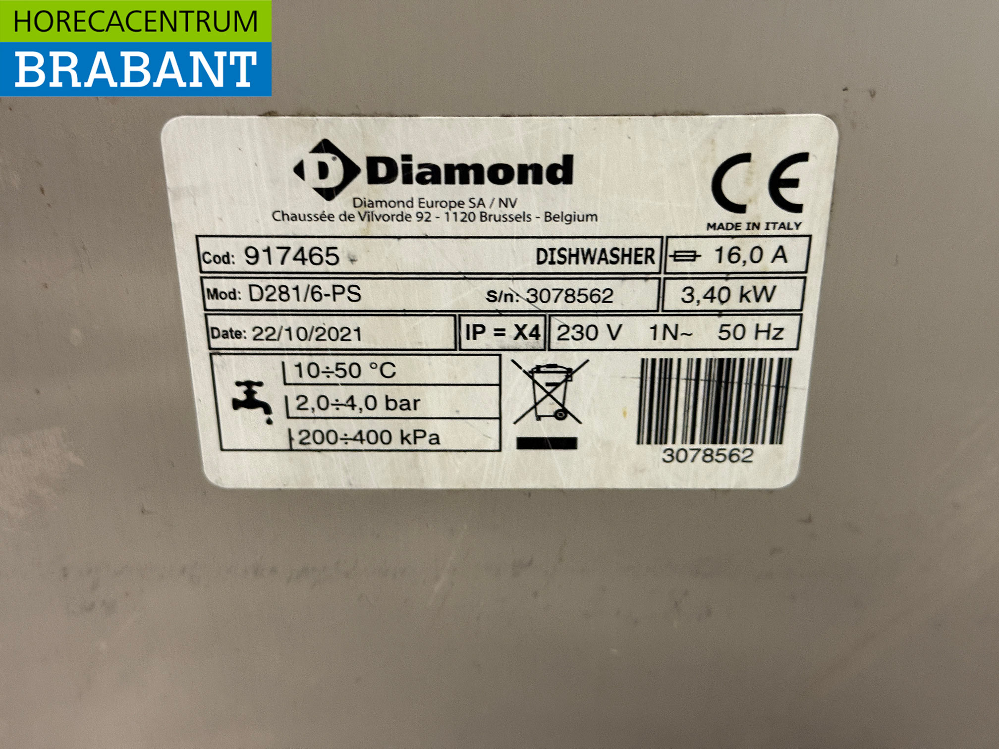 Lave-verres Diamond en acier inoxydable avec pompe de vidange, 230 V, pour la restauration – Image 6