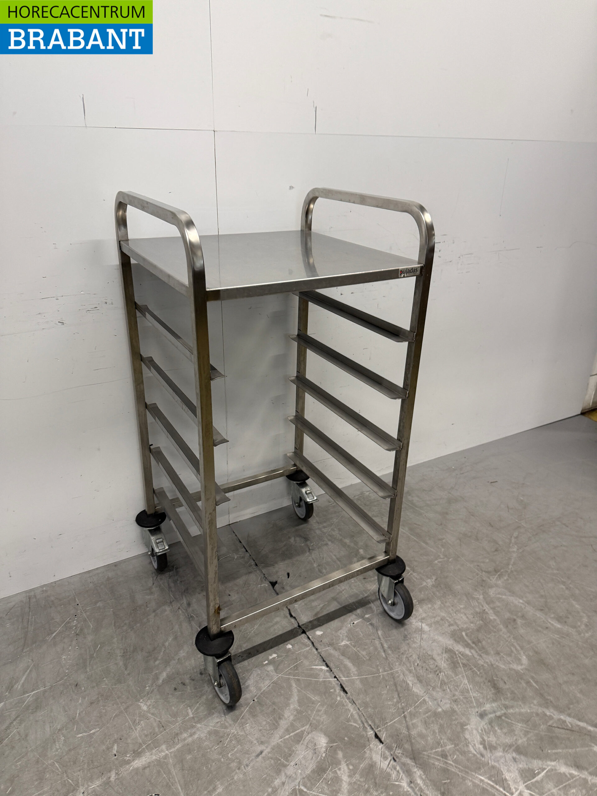 Chariot à étagères HCB en acier inoxydable pour 5 paniers à linge de 50 x 50 cm – Secteur de la restauration – Image 3