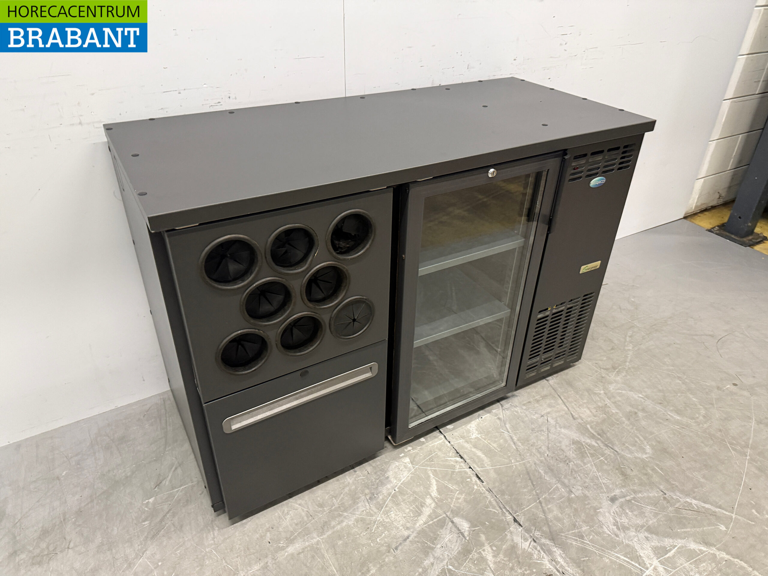 Serrco Armoire réfrigérée à 1 porte battante, casier à bouteilles et 1 tiroir, 124 cm, 230 V, secteur de la restauration – Image 3