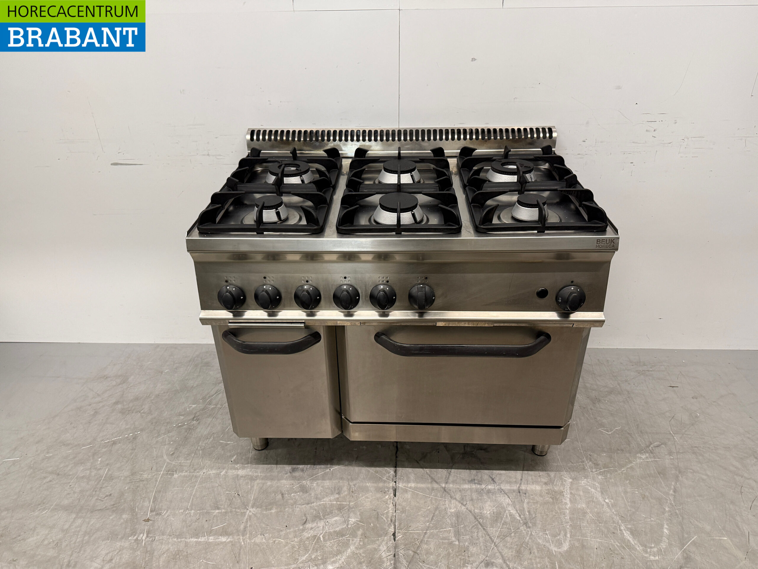 Cuisinière à gaz Tecnoinox en acier inoxydable, 6 feux, avec four 4 x 2/1 GN, 105 cm, GAZ, restauration