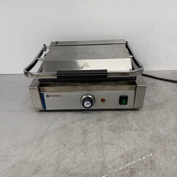 Grill de contact Hendi en acier inoxydable, grill à panini, surface striée, 230 V, pour la restauration