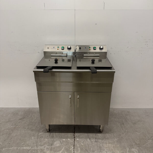 Friteuse double en acier inoxydable Royal Catering, 2 x 16 litres, 2 x 400 V, pour la restauration