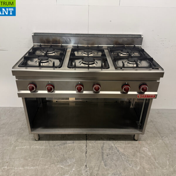 Cuisinière à gaz Berto's en acier inoxydable, 6 brûleurs, 120 cm, GAZ, restauration
