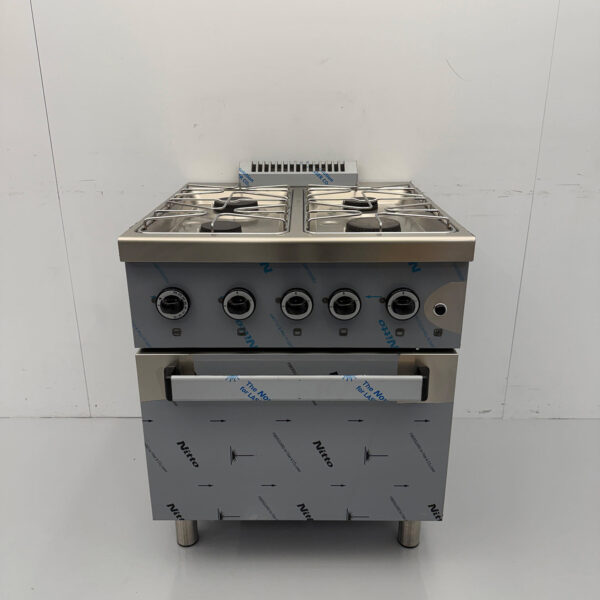 Acier inoxydable MBM Dexion Cuisinière à gaz 4 feux avec four à gaz 70 cm GAS Horeca