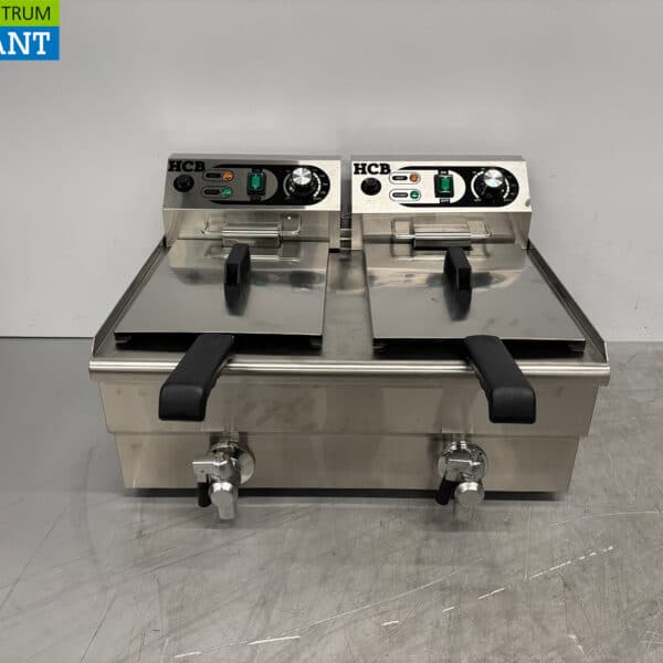 Friteuse double en acier inoxydable Friteuse Vanne de vidange 2 x 8,5 litres 2 x 230V Horeca