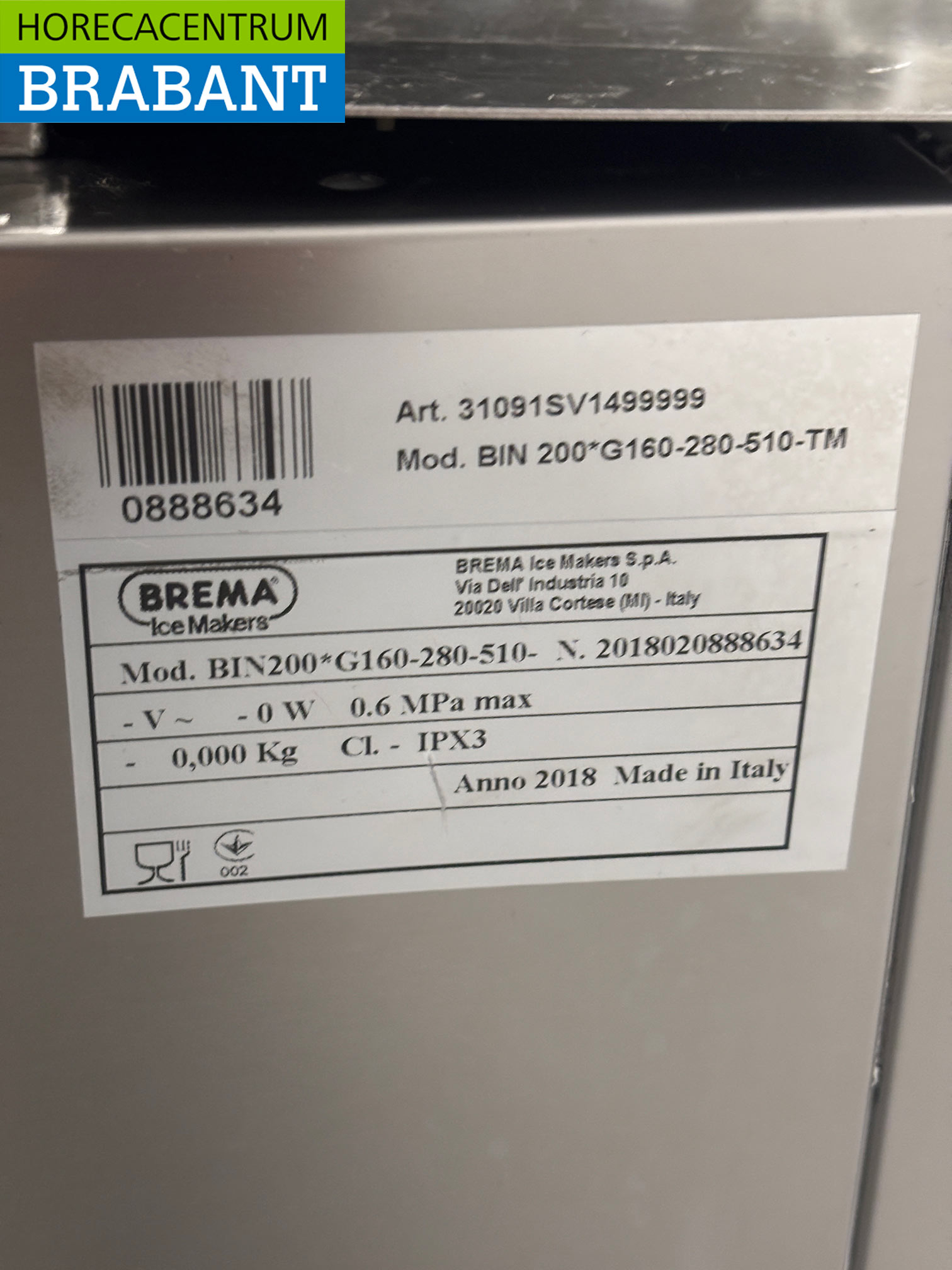 Machine à glace en paillettes Brema en acier inoxydable, 157 kg par jour, capacité de la trémie : 200 kg, 230 V, secteur de la restauration – Image 5