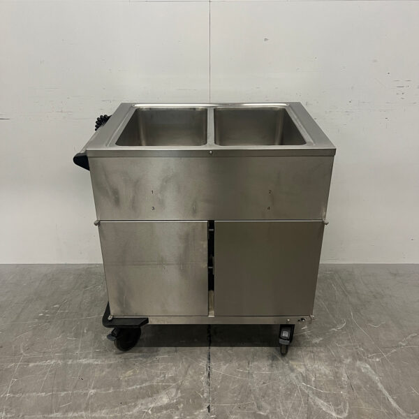 Bain-Marie mobile Rieber en acier inoxydable 2 x 1/1 GN avec armoire chauffante 230V Horeca