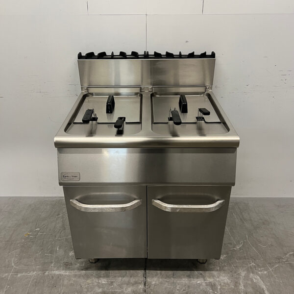 Friteuse double Combisteel en acier inoxydable, 2 x 15 litres, 80 cm, au gaz, pour la restauration