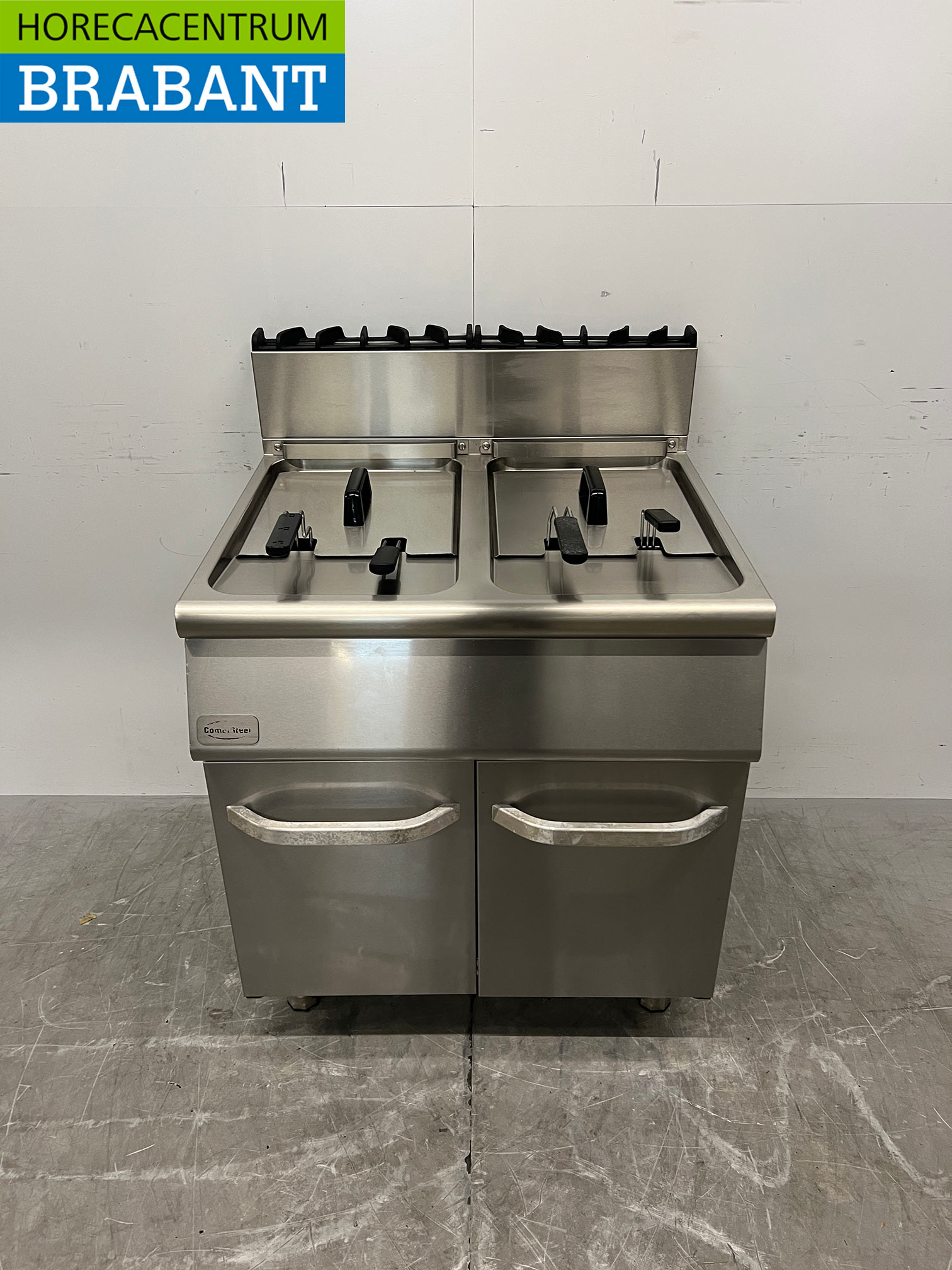 Friteuse double Combisteel en acier inoxydable, 2 x 15 litres, 80 cm, au gaz, pour la restauration