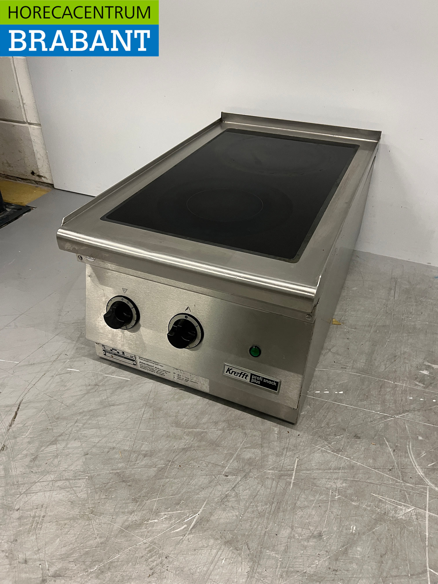 Cuisinière électrique à vitrocéramique Krefft en acier inoxydable, 2 feux, 50 cm, 400 V, pour la restauration – Image 2