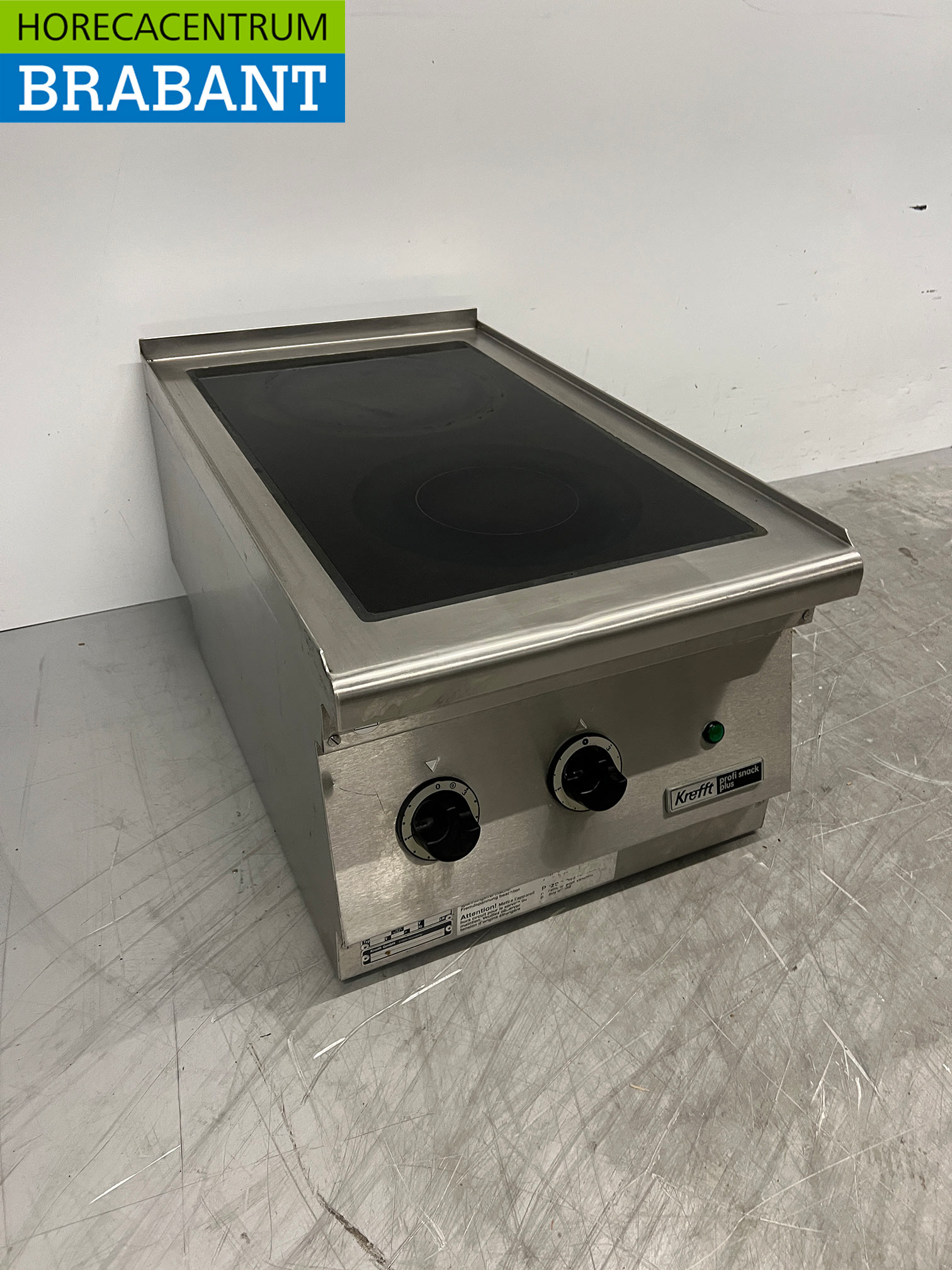 Cuisinière électrique à vitrocéramique Krefft en acier inoxydable, 2 feux, 50 cm, 400 V, pour la restauration – Image 3