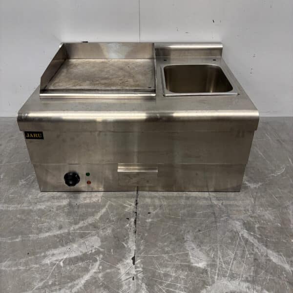 Plaque de cuisson Jaru en acier inoxydable avec bac GN de 76 cm, 230 V, pour la restauration