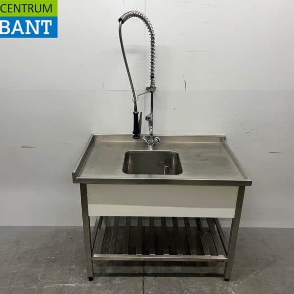 Évier en acier inoxydable avec robinet, 111,5 cm, pour la restauration