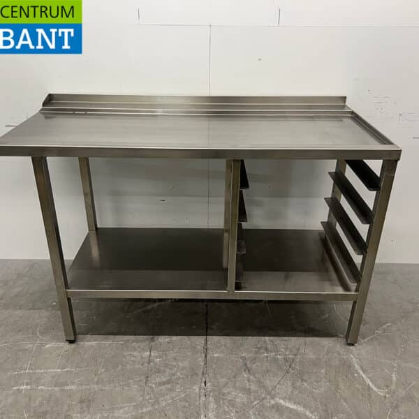 Table d'évacuation en acier inoxydable avec étagère pour lave-vaisselle à passage continu de 150 cm – Secteur de la restauration