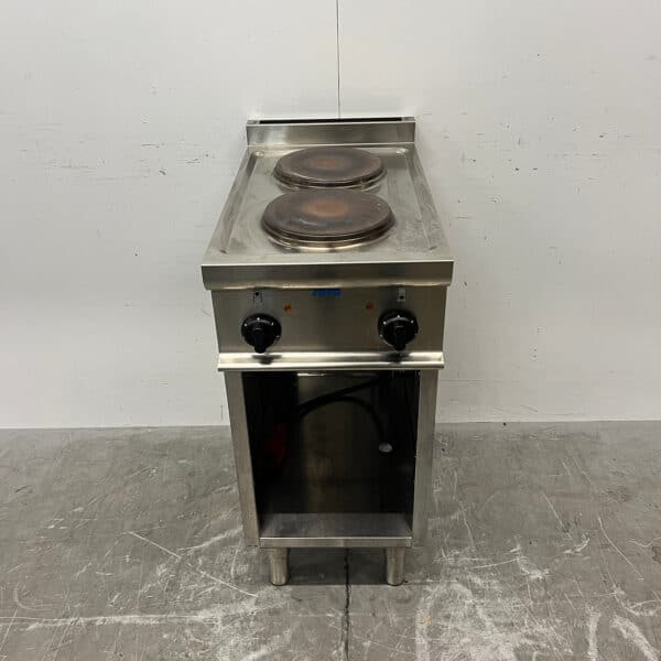 Cuisinière électrique Casta en acier inoxydable, 2 feux, plaque de cuisson de 40 cm, 400 V, pour la restauration