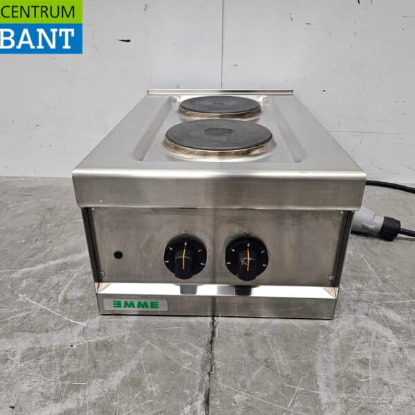 Cuisinière électrique à 2 feux en acier inoxydable Emme, 40 cm, 400 V, pour la restauration