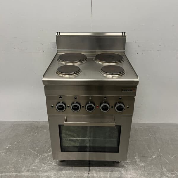Cuisinière électrique en acier inoxydable MBM à 4 feux avec four, 400 V, pour la restauration