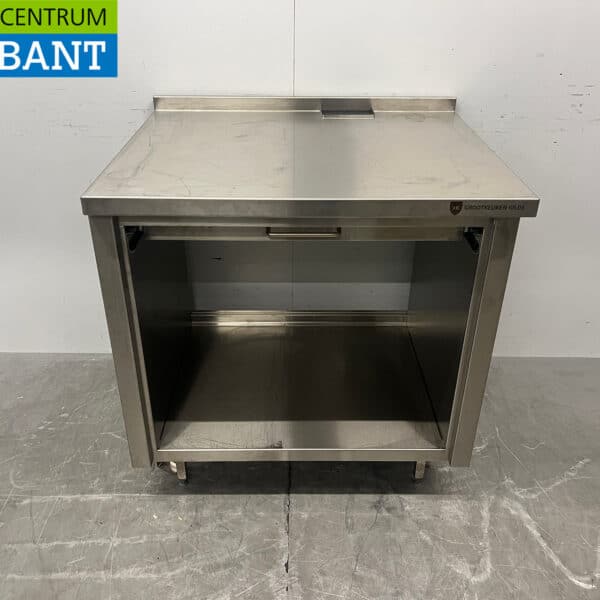 Table de travail en acier inoxydable, 90 x 75 x 90,5 cm, secteur de la restauration