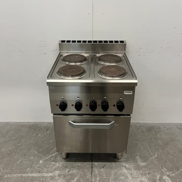 Cuisinière électrique modulaire en acier inoxydable à 4 feux avec four 5 x 2/3 GN, 60 cm, 400 V, pour la restauration