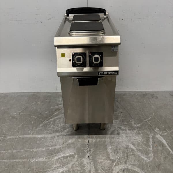 Cuisinière électrique Metos en acier inoxydable, 2 feux, 40 cm, 400 V, pour la restauration