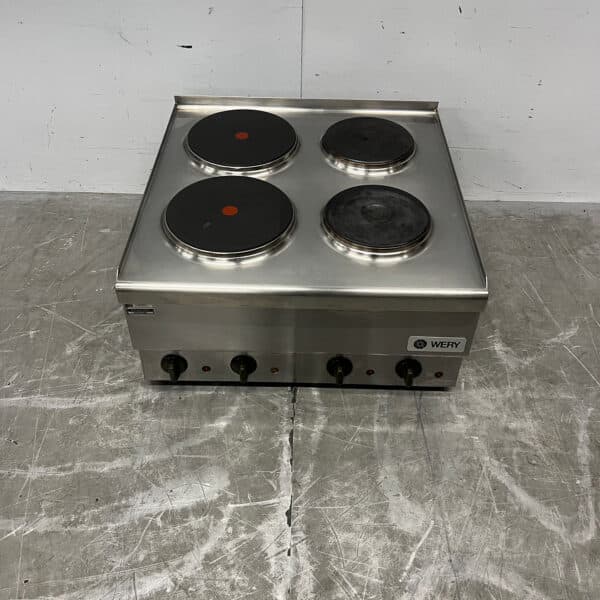 Cuisinière électrique Wery en acier inoxydable, 4 feux, 60 cm, 400 V, pour la restauration