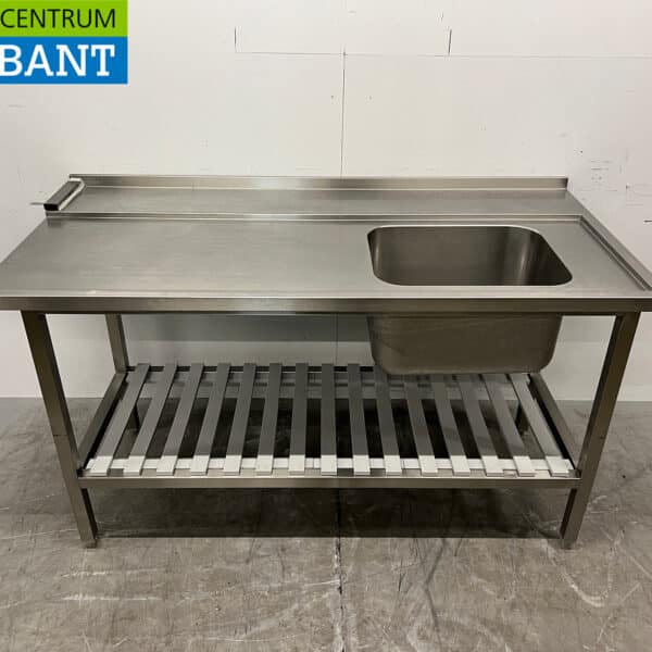 Table d'alimentation en acier inoxydable pour lave-vaisselle à convoyeur, 165 x 80 cm, secteur de la restauration