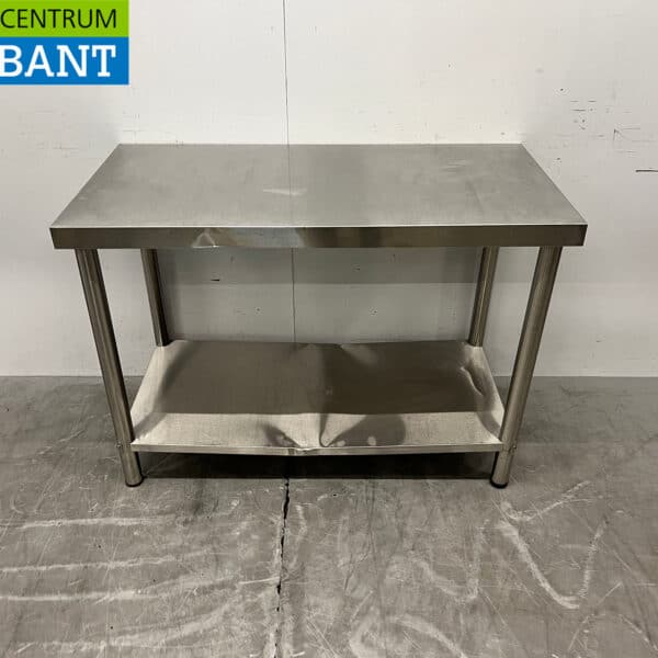 Table de travail en acier inoxydable avec piètement, 120 x 60 x 86 cm, secteur de la restauration