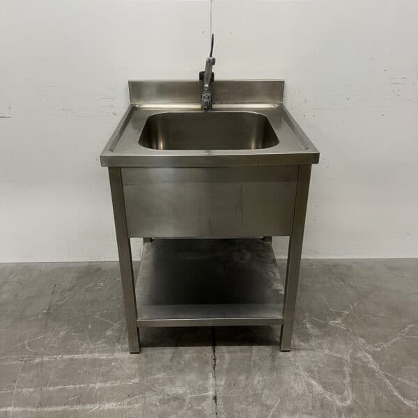 Évier en inox avec robinet, 70 x 70 x 88 cm, pour la restauration