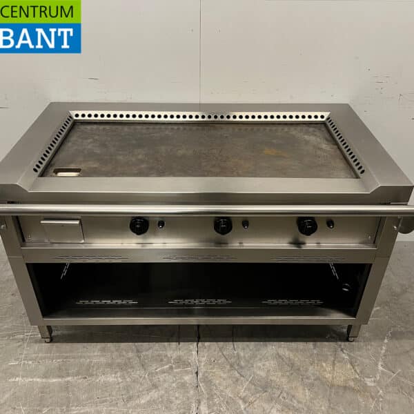 Grill teppanyaki Nayati en acier inoxydable, 144 cm, au gaz, pour la restauration