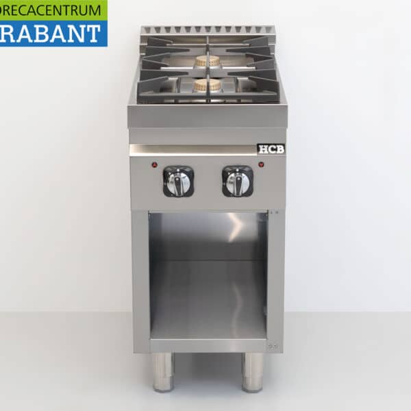 Cuisinière à gaz HCB en acier inoxydable, 2 brûleurs, 13 kW, 40 cm, pour la restauration
