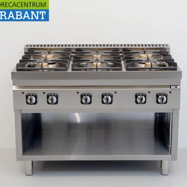 Cuisinière à gaz HCB à 6 brûleurs, 44 kW, 120 cm, pour la restauration