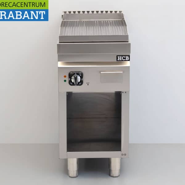 Plaque de cuisson HCB en acier inoxydable, striée, 40 cm, 4,5 kW, 400 V, pour la restauration