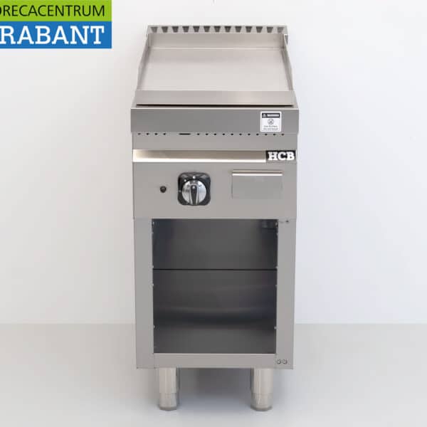 Plaque de cuisson HCB en acier inoxydable, surface lisse, 6,5 kW, gaz, 40 cm, restauration