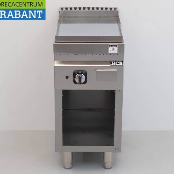 Plaque de cuisson HCB en acier inoxydable chromé, 6,5 kW, gaz, 40 cm, pour la restauration
