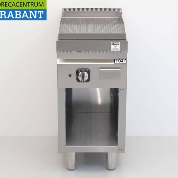 Plaque de cuisson HCB en acier inoxydable, rainurée, 6,5 kW, GAZ, 40 cm, pour la restauration