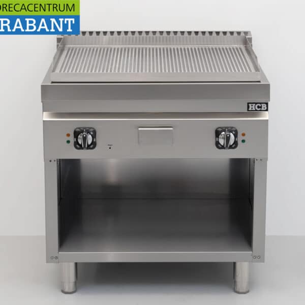 Plaque de cuisson HCB en acier inoxydable, striée, 80 cm, 9 kW, 400 V, pour la restauration