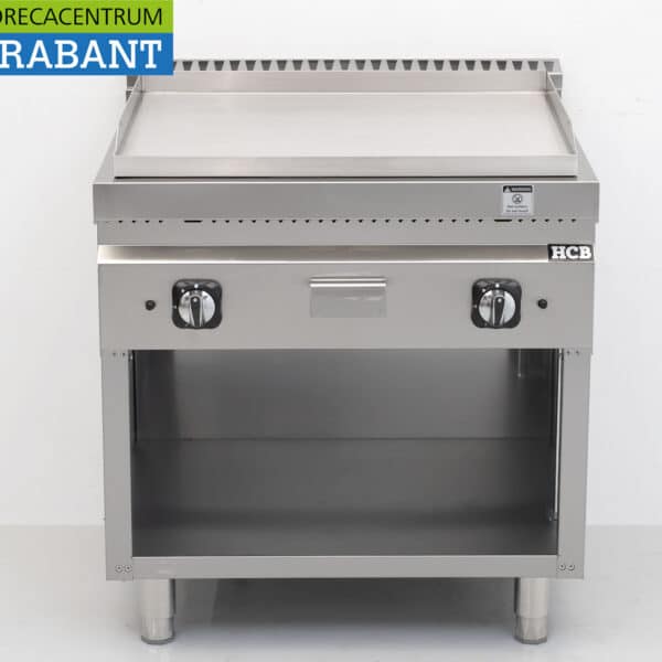 Plaque de cuisson HCB en acier inoxydable, surface lisse, 13 kW, 80 cm, au gaz, pour la restauration